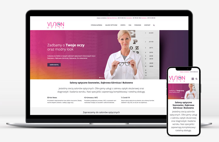 Wykonanie strony internetowej Vision Optyk Wykonanie strony internetowej Vision Optyk